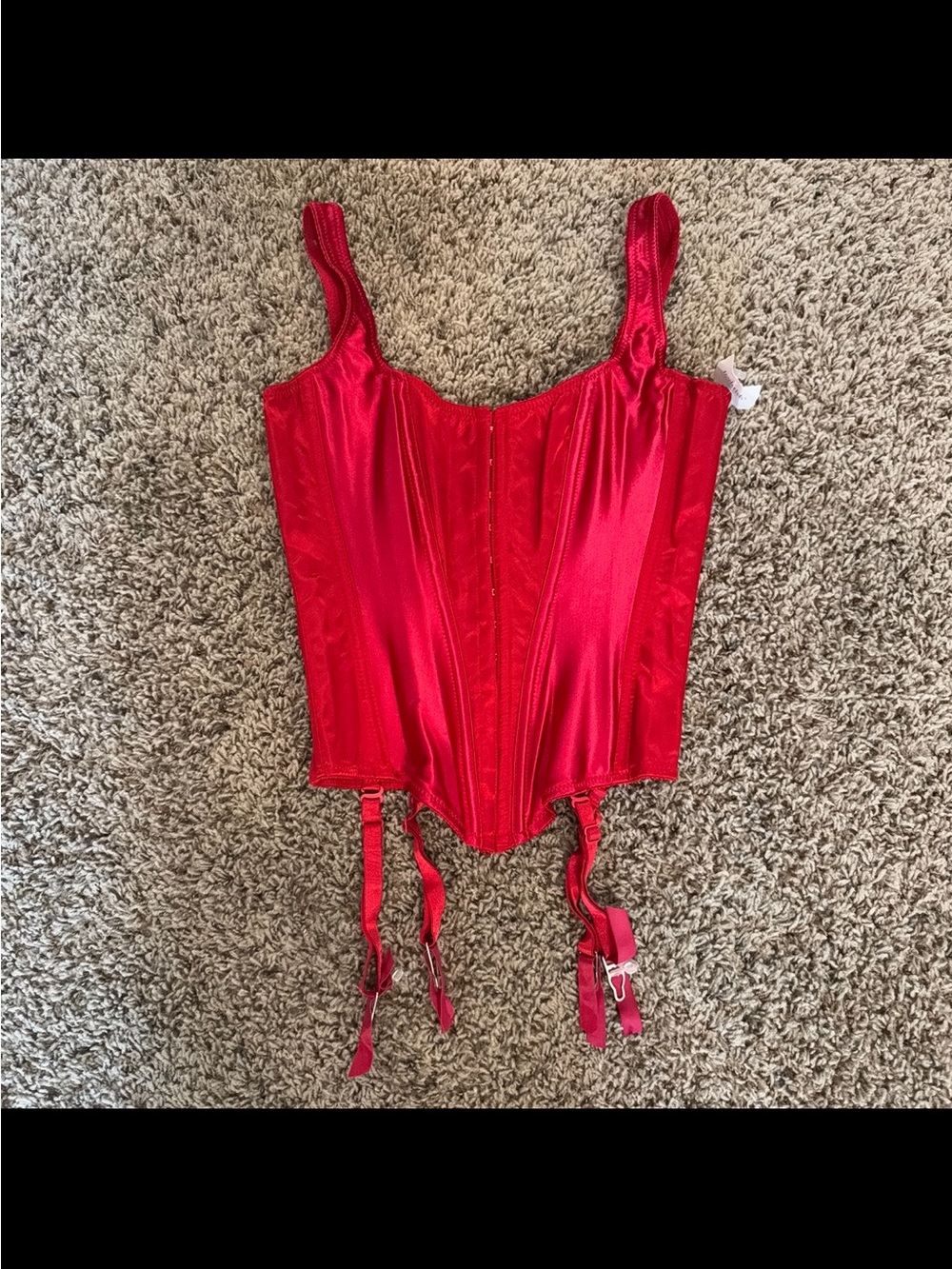 NWT Sexy Frederick’s of Hollywood Red Satin Corset Top with Garters